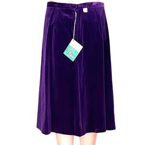 NWT ~ Vintage MAJESTIC Purple Velvet Midi Skirt ~ Women's Size 16